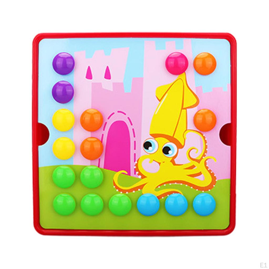 Mosaicová deska s kolíčky na přiřazování barev s kolíčky, 46 knoflíků a 12 obrázků pro děti od 2, 3, 4 let