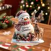 Feiertags-Schneemann Tischfiguren Weihnachten Winter-Dekorationen, Zweiseitige Acryl-Schneemann/Weihnachtsmann/Rentier/Hütte Tisch-Doppelseitige Dekorationen