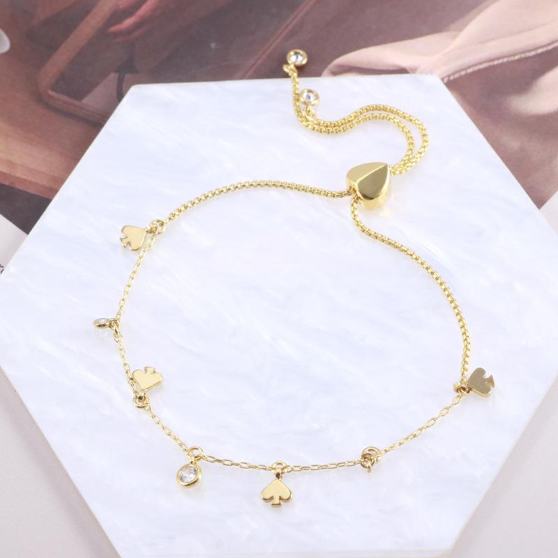 

European And American Jewelry Wholesale Metal Three-Dimensional Peach Heart Inlaid Zircon Multi-Drop Bean Adjustable Bracelet Bracelet