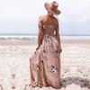 Long Maxi Women Off Shoulder Beach Summer Dresses Floral Print Chiffon