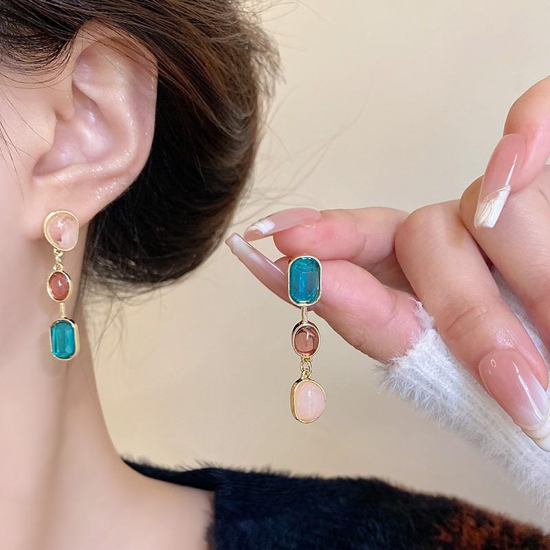 Water Drop Pearl Rhinestone Tassel Earrings
