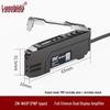 Metal Sheathed Fiber Optic Sensor Amplifier with Right Angle Elbow and Extended Reflective Through-Beam Cable