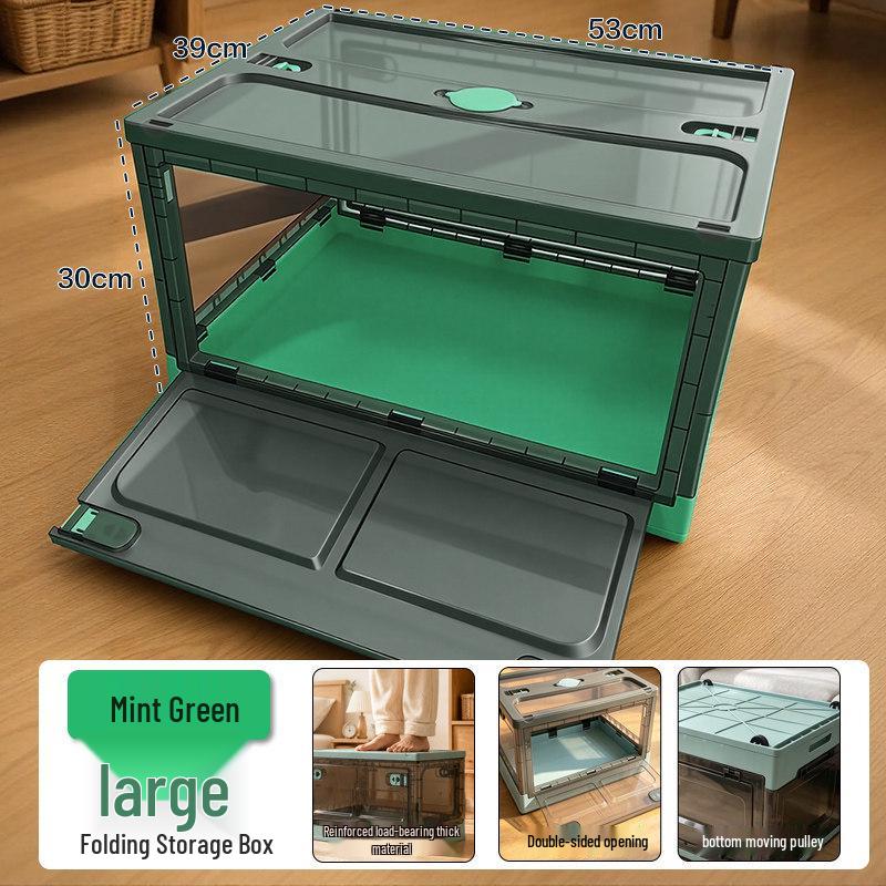 Thickened Foldable Transparent Storage Box with Double Doors - Large Capacity for Small Apartments