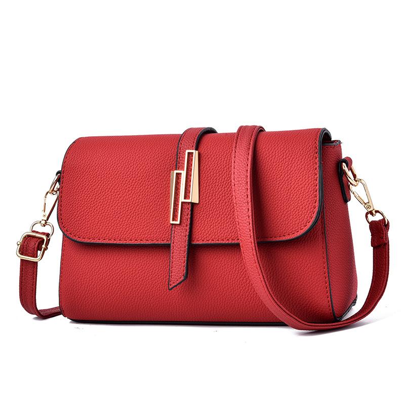 Women's Shoulder Bag Crossbody Bag Lychee Pattern Simple and Fashionable Small Square Bag
