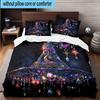 Witch's Hat And Crescent Moon 3pcs Bedding,Including 1pc Duvet Cover And 2pcs Pillowcases Perfect for Christmas,Ideal for Bedroom, Dormitory