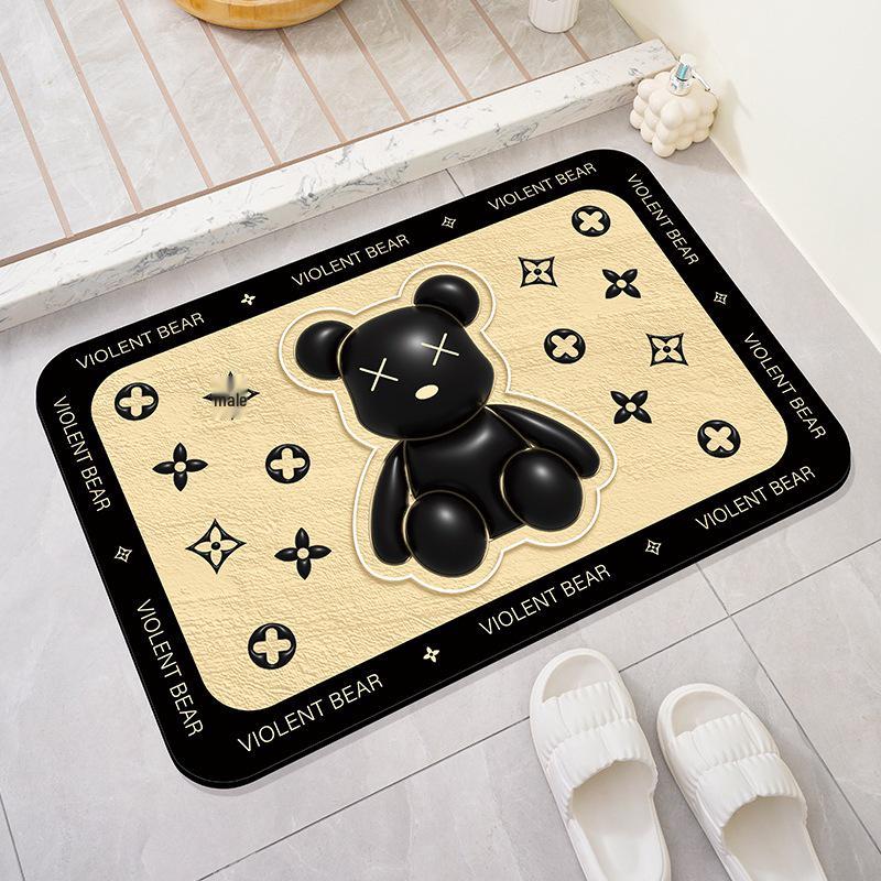 3D Cartoon Bear Diatomaceous Earth Non-slip Bath Mat