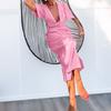 New For Women V-neck Temperament Sexy Straps A-line Skirt Short-sleeved Solid Color Dress