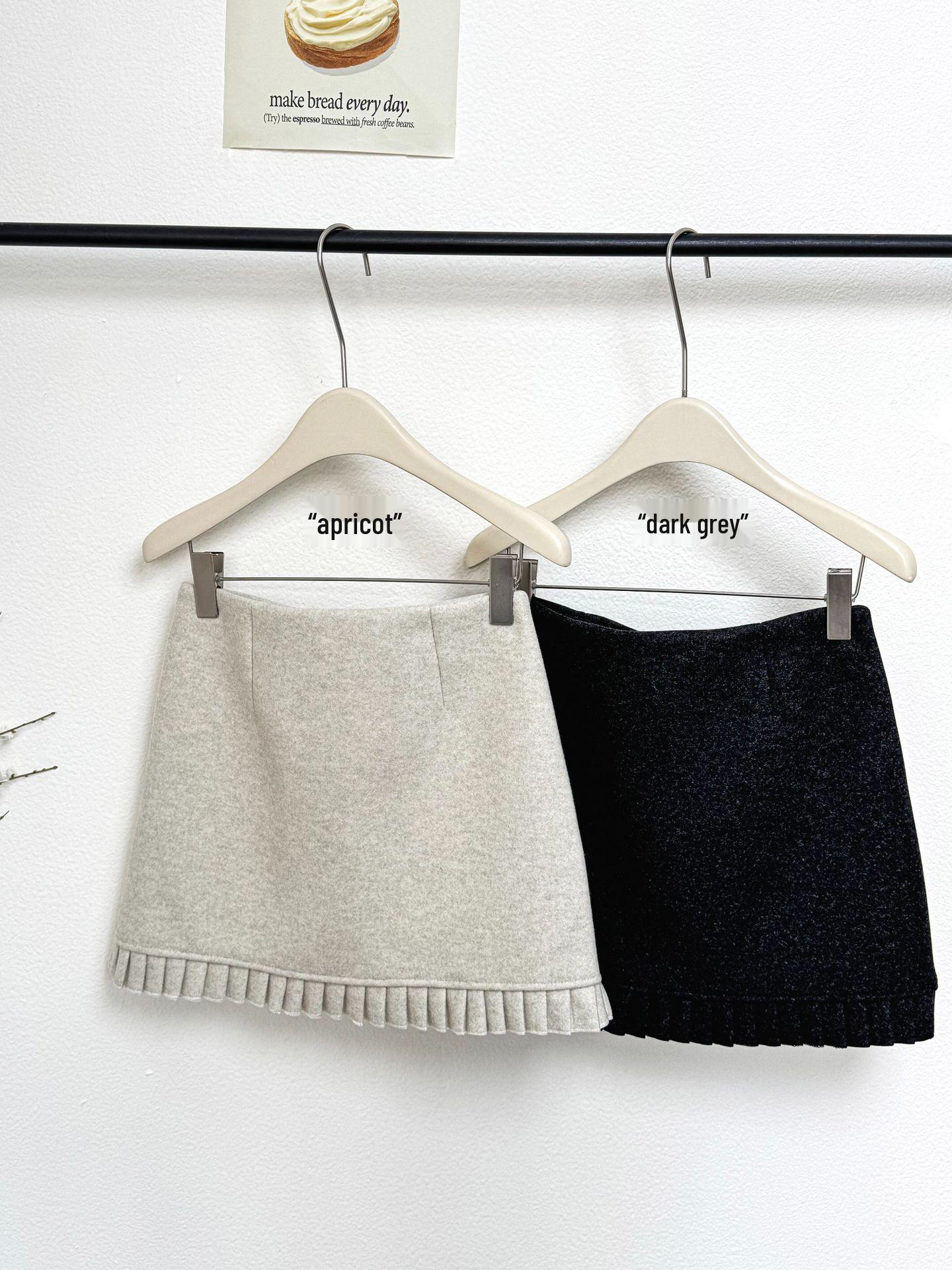

Gray Wool Blend High Waist Pleated Lace Patchwork Skirt - Autumn/Winter, Petite Spicy Girl Medium абрикосовий