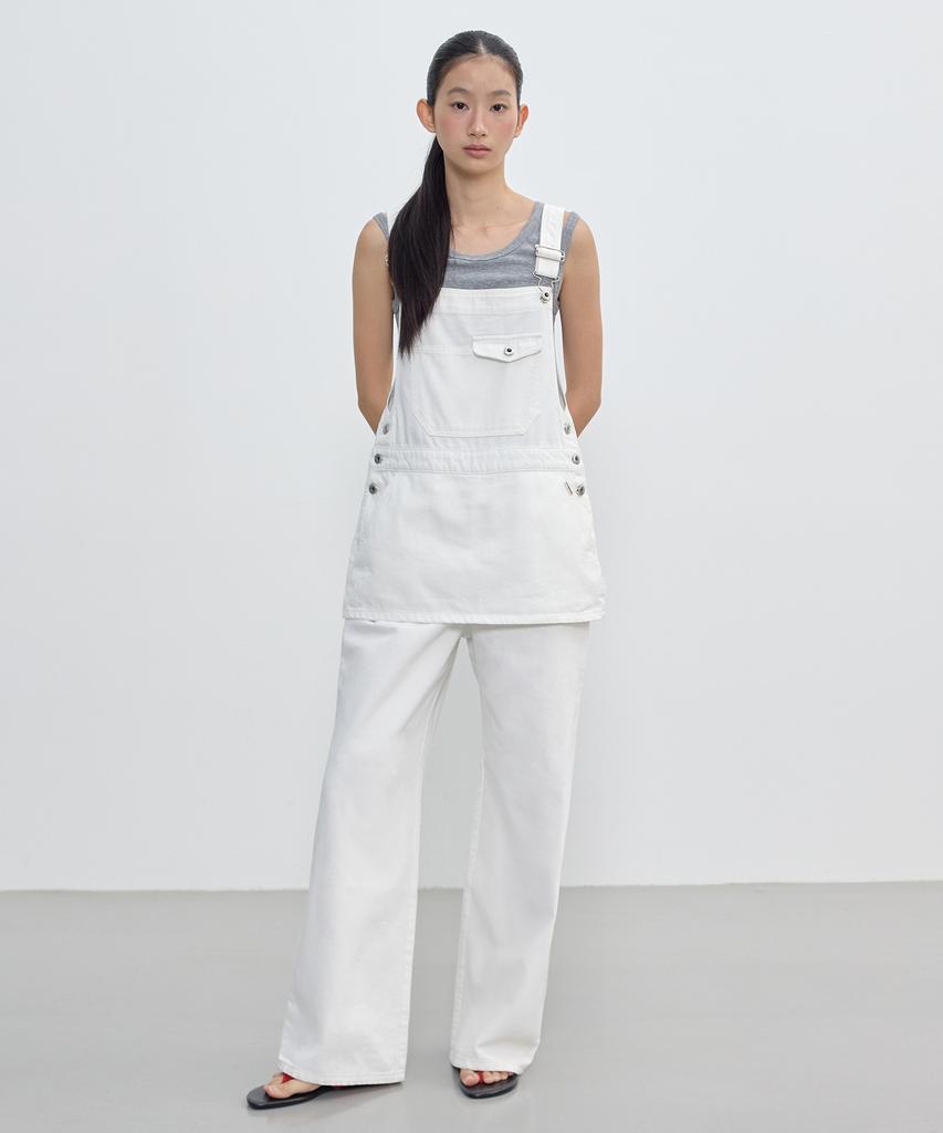 City Breeze Denim Layered Overalls_White