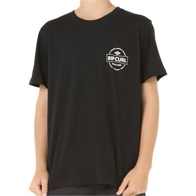 Rip Curl tričká a polokošele chlapec M_STAPLE TEE - chlapec dieťa ČIERNA