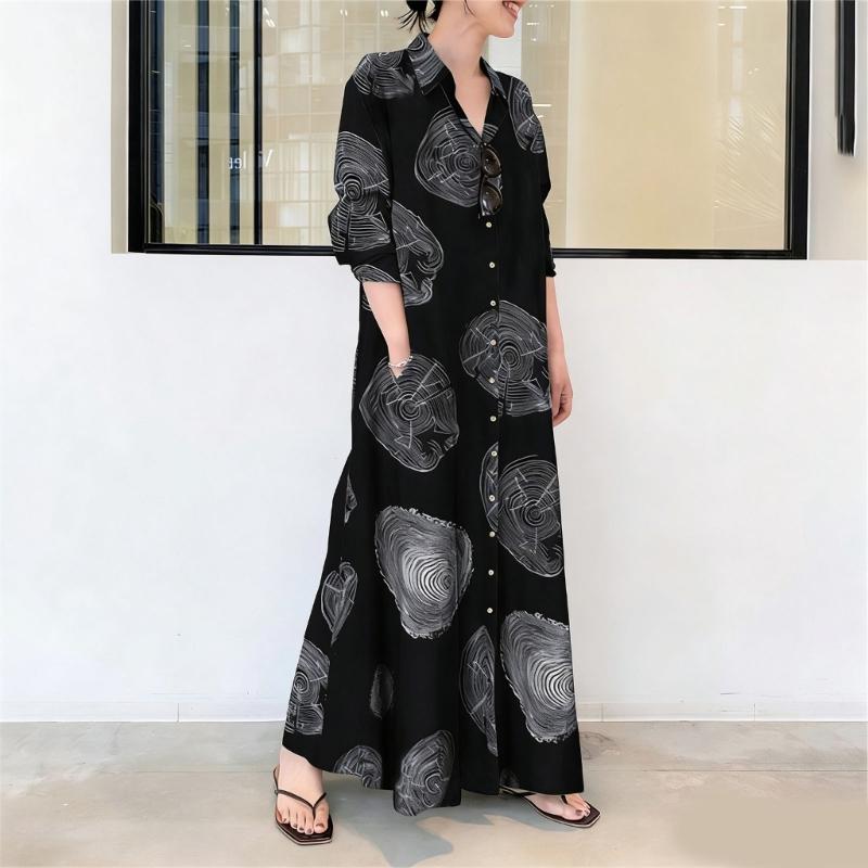 Muslims Maxi Dress Elegant Long Sleeve Floral Printed Middle East Dubai Arabic Moroccan Kaftan Robes for Womens Girls