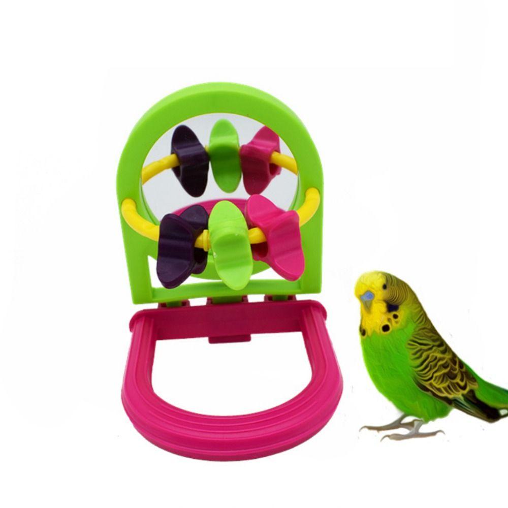 Removable Parrot Bell Toy with Mirror Random Color Parrot Basketball Toy  Hummingbirds