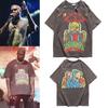 Spring and Summer European and American Street Graffiti Skull Short-sleeved T-shirt Men's and Women's Half Sleeves