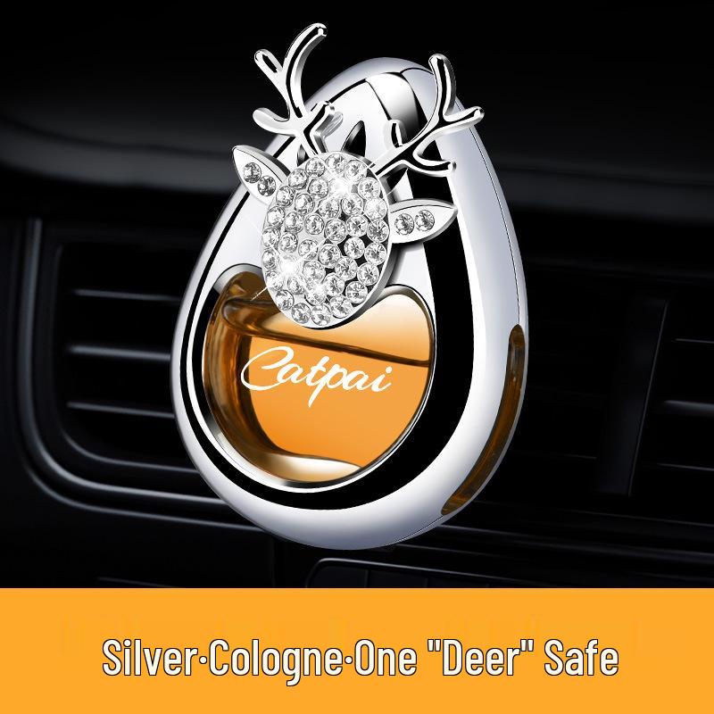 Diamond-Studded Deer Car Perfume: Elegant Air Vent Freshener & Cute Ornament for Women's Car Interiors