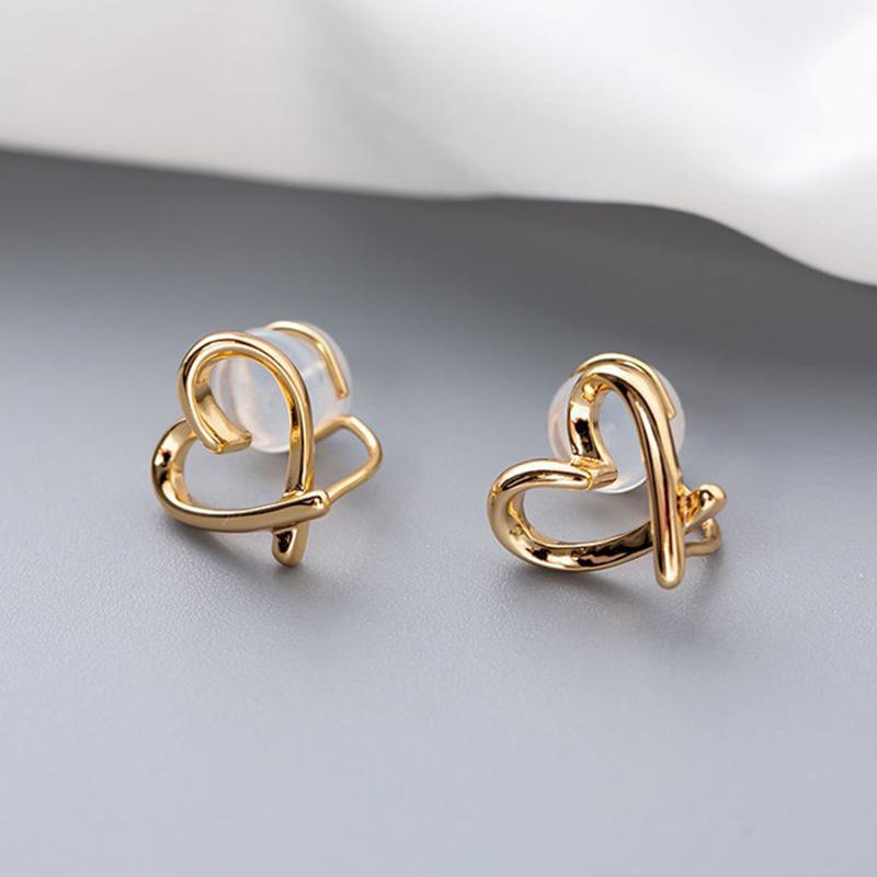 Fashion Simple Irregular Heart Ear Clips Women Girls No-Piercing Silicone Ear Stud Earrings Korean Earring Party Jewelry Gifts