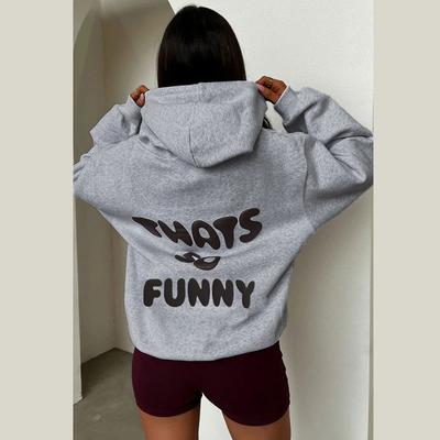 Women Hooded Velvet Pullover Casual Printed Hoodie Street Fashion Loose Fitting Long Sleeved Top