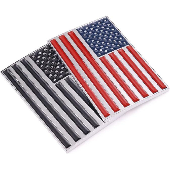 3D American Flag Metal Car Sticker, 3.15" X 2" USA Flag Decal, Zinc Alloy Emblem For Truck, Car, Motocycle, Boat (Original)
