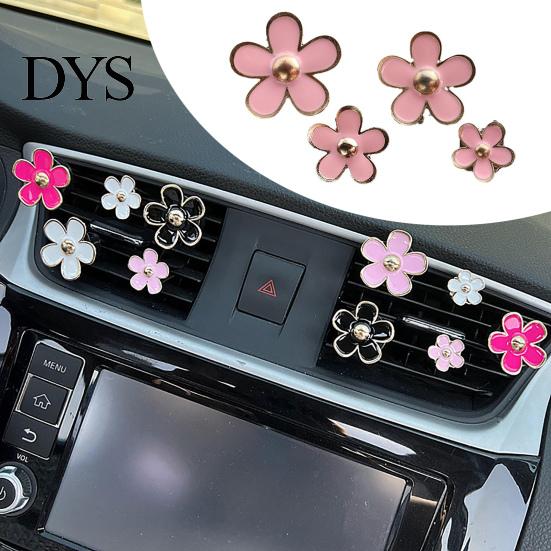 Car Aromatherapy Clip 4Pcs Flower Air Freshener Vent Mount Long Lasting Fragrance Alloy Outlet Odor Removal Type Automotive Diffuser Accessories