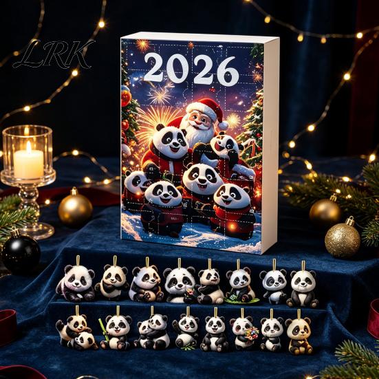 Holiday Gift for Panda Lovers Advent Calendars 2026, 2D Acrylic Cute Hanging Ornaments Animal Xmas Tree, 24 Days Christmas Countdown Calendar,