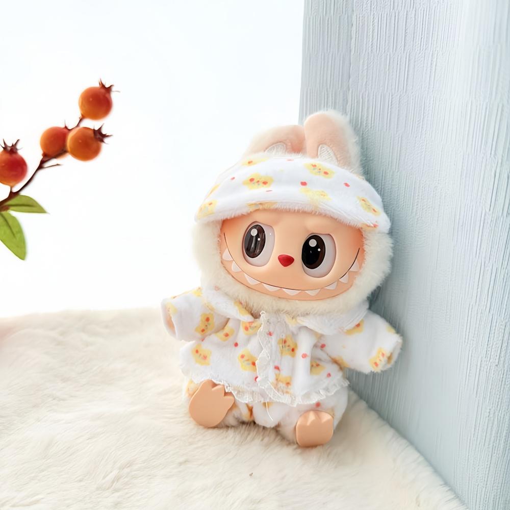 Pro 15cm/17cm Panenky Labubu I II Oblečení Roztomilá Maska na Oči Pyžamo Třídílný Set Doplňky Oblečení Oblečení pro Plyšové Panenky