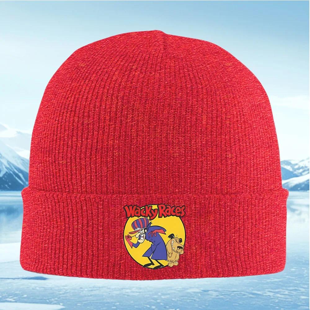 Wacky Races villains and dog Unisex Women Unisex Knitted Hat Beanie Pullover Cap Winter Thermal Warm Christmas Outdoor Cycling Hiki