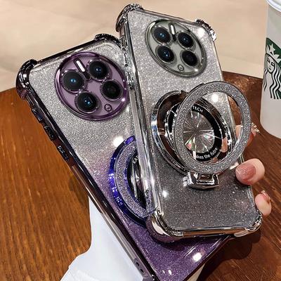 Mate50 Case Luxury Magnetic Bracket Shockproof Cover For Huawei Mate 50 60 30 40 Pro 50pro Case with Holder Shiny Glitter Coque