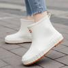 2026 New Women's High Top Rain Shoes Thick Sole Non Slip Waterproof Slip On Flat Sole Kitchen Work Shoes Ankle Garden Shoes