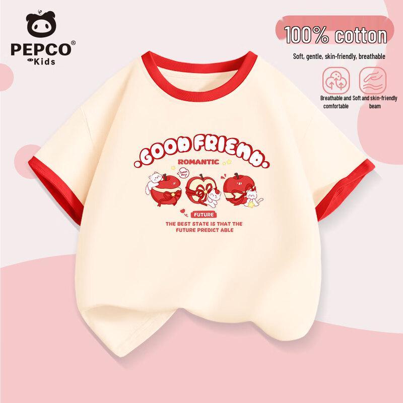 

PEPCO Girls 2026 Summer Color Block Pure Cotton Short Sleeve T-Shirt 120