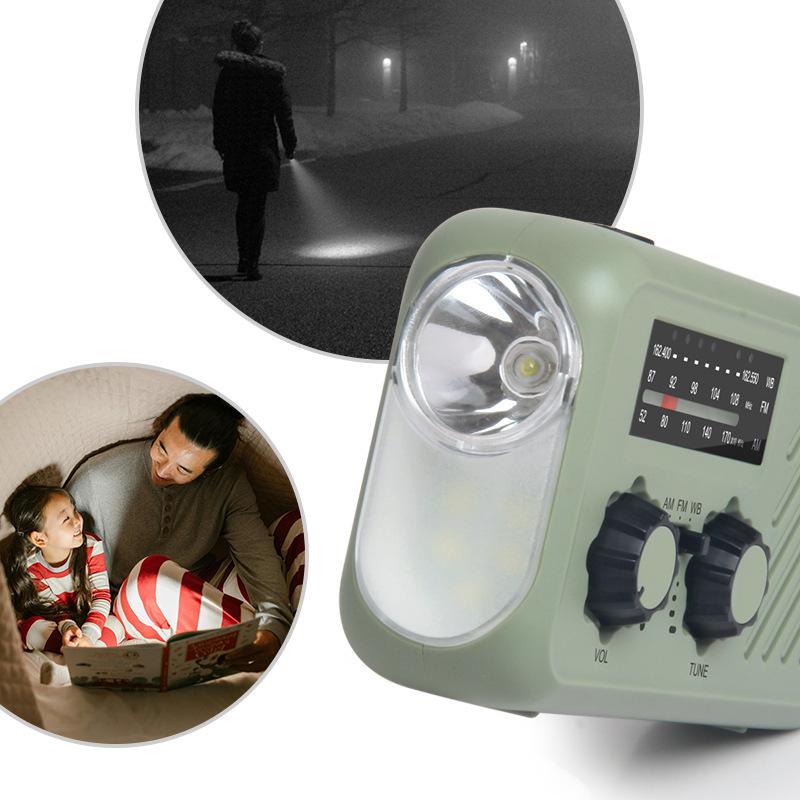 All-Hazard Solar-Powered Hand-Crank Emergency Radio & Flashlight with Dual-Channel Stereo