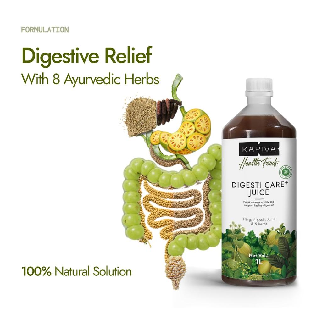 Kapiva Digesti Care+ Juice 1L - Provides Relief From Acidity & Bloating | Goodness of Amla, Jeera, Ajwain, and Hing to Aid Digestion and Metabolism