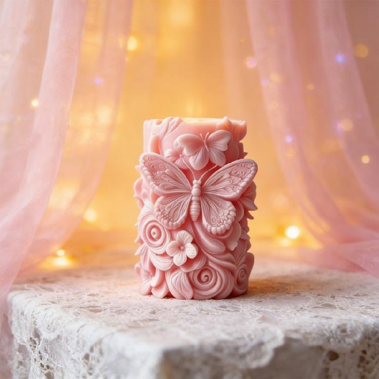 Flower Butterfly Carving Cylinder Silicone Molds For Handmade Candle Soap Chocolate Home Decoration Making Resin Casting