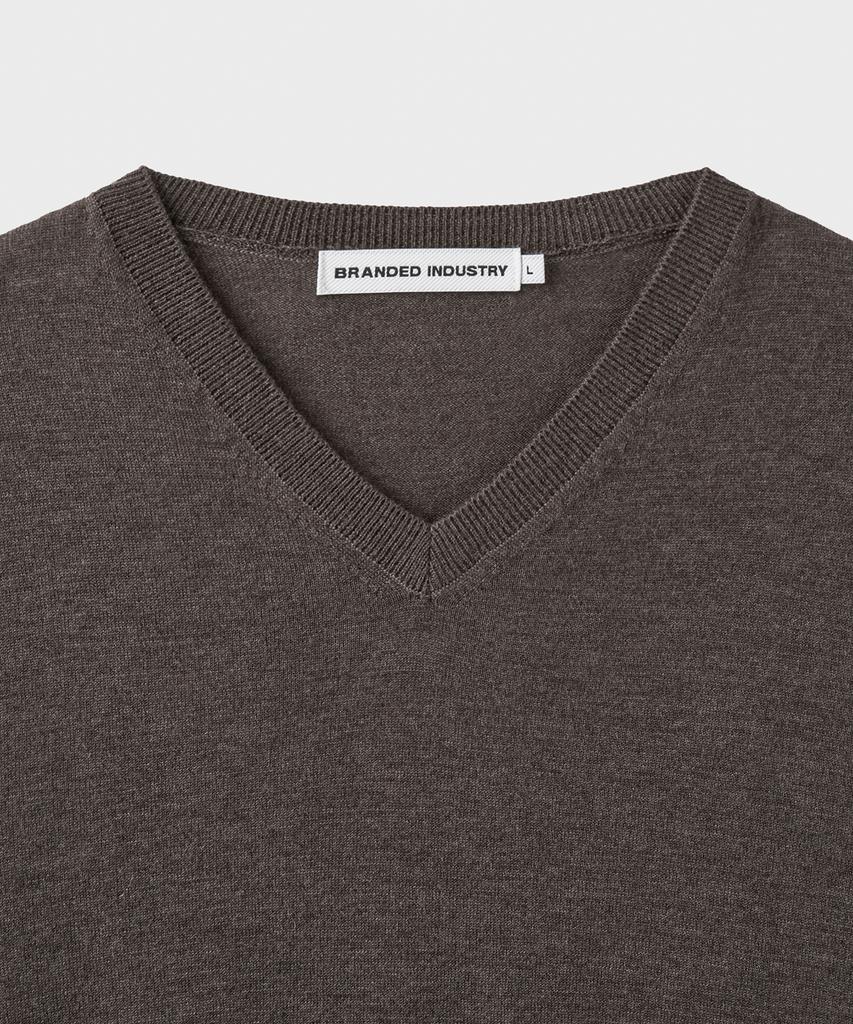 Beulaendideu [Superior] Essential Superfine V-Neck Knit [Umber Brown]