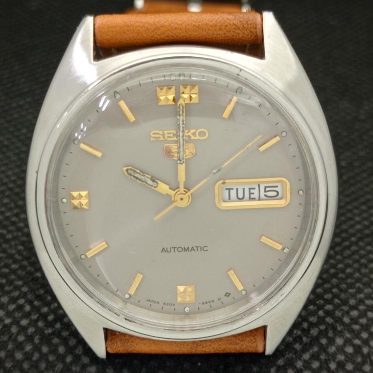 POUŽITÉ VINTAGE SEIKO 5 AUTOMATIC 6309A JAPONSKÉ PÁNSKE HODINKY S ORIGINÁLNYM CIFERNÍKOM a413523-2