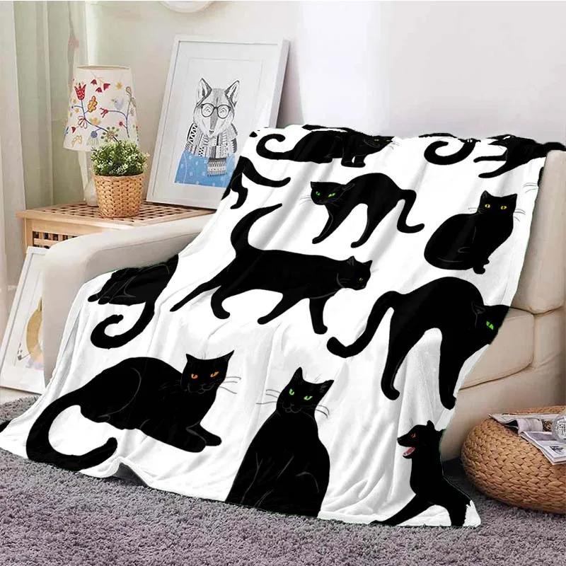 Cute Cat Series Printed Blanket for Sofa Bed Travel Camping Living Room Office Conditioning Blanket for All Seasons Gifts