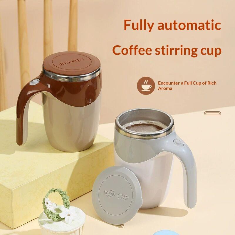 Stainless Steel Self Stirring Coffee Mug One Button Start Long Battery Life For Office Home Daily Coffee Use