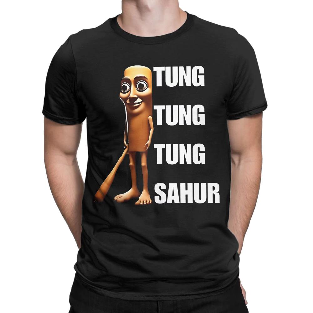 

Men s T-Shirt Tung Tung Tung Sahur Unique Pure Cotton T Shirt Short Sleeve Italian Brainrot T Shirt Round Collar Clothes S