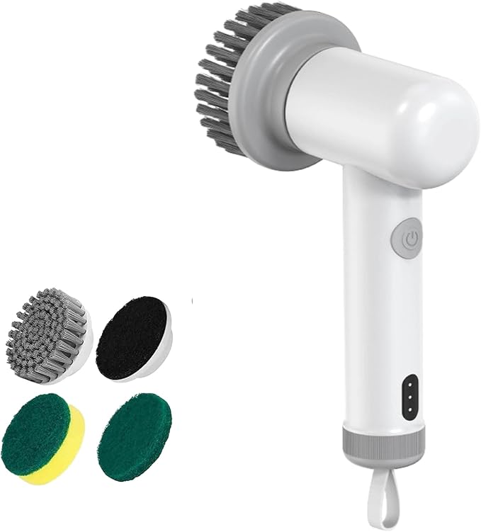 

New Handle Wireless Electric Professional Portable Cleaning Brush Intelligent Powerful Spin Scrubber For Housework Dishwashing белый