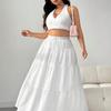 White Skirt Women's Spring/Summer 2025 New Arrival High Waist Slim Looking A- Line Summer Long Skirt Small Puffy Cake Dress