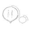 Exquisite European & American Bridal Jewelry: Simple Collarbone Necklace & Earring Set for Weddings.