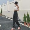 Women's Black & Gray Wide-Leg Jeans: Spring 2023 Loose High-Waist Straight Trendy Pants