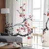 Plum Blossom Branch Bird Ink Painting Modern Tulle Curtains For Living Room Bedroom Home Kitchen Window Sheer Curtains