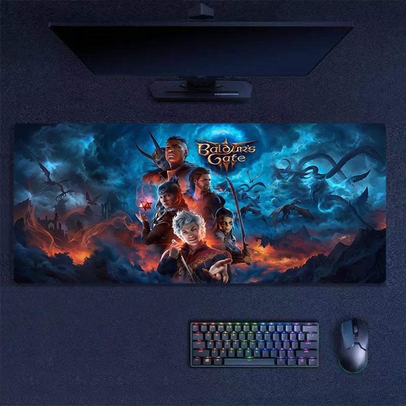 Bg3 Large Gaming Table Cushion Non-slip Laptop Tablet Big Mousepad XXL Mat Mini PC Playmat With Lock edge