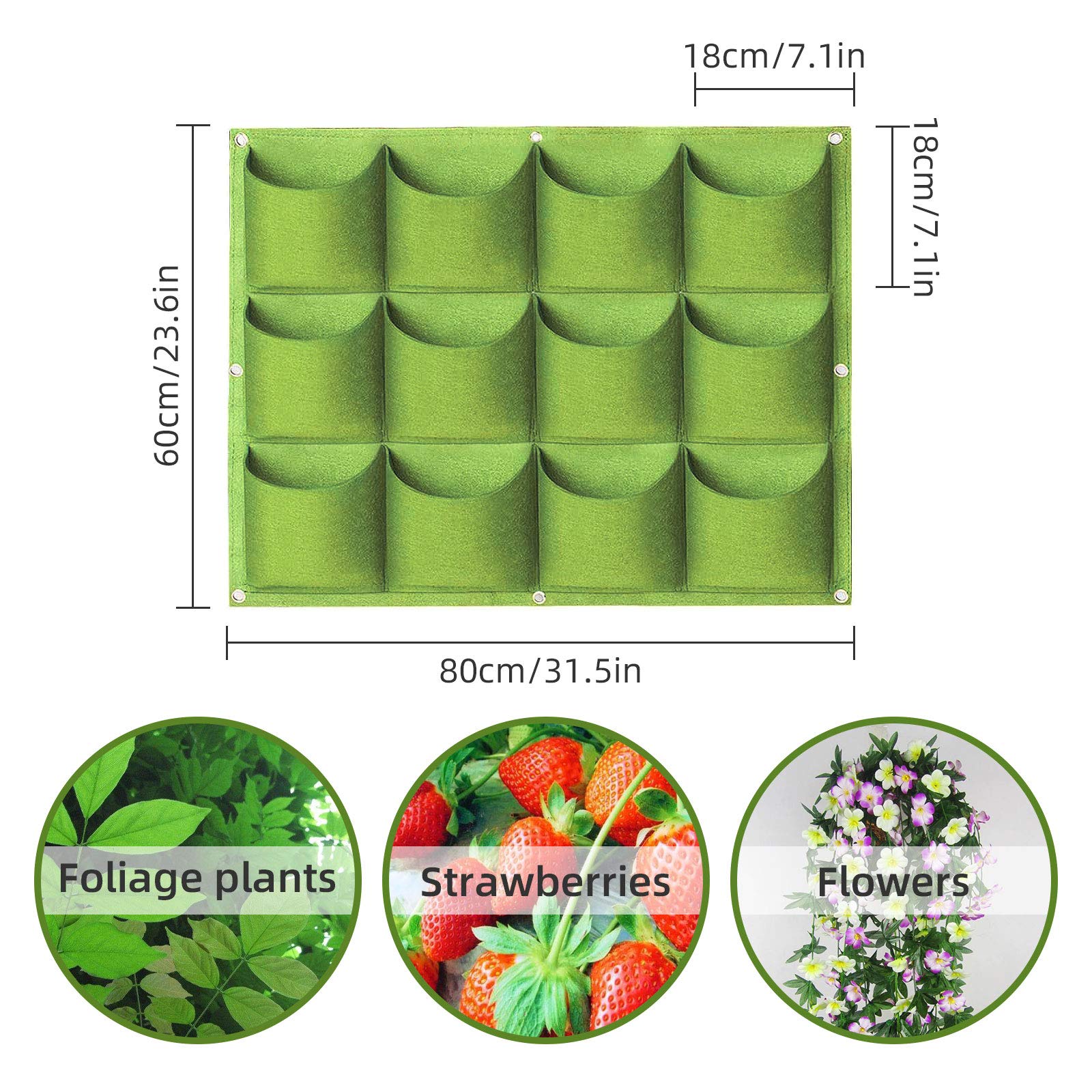 

49 Pockets Hanging Planter Bags, Hanging Vertical Wall Mounted Plant Planting Grow Bags, Herb Garden Planter Outdoor Indoor Grow