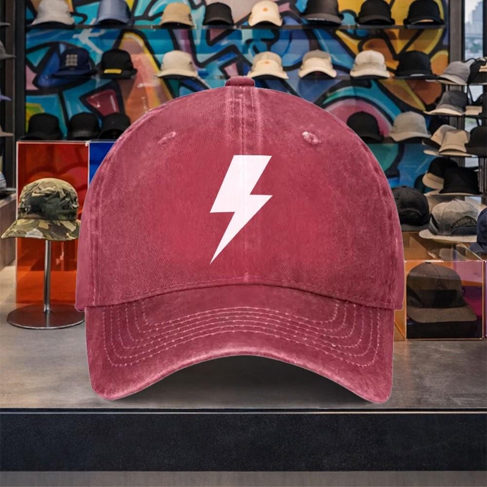 Lightning Bolt Washed Baseball Cap Unisex Adjustable Cotton Vintage Streetwear Hat