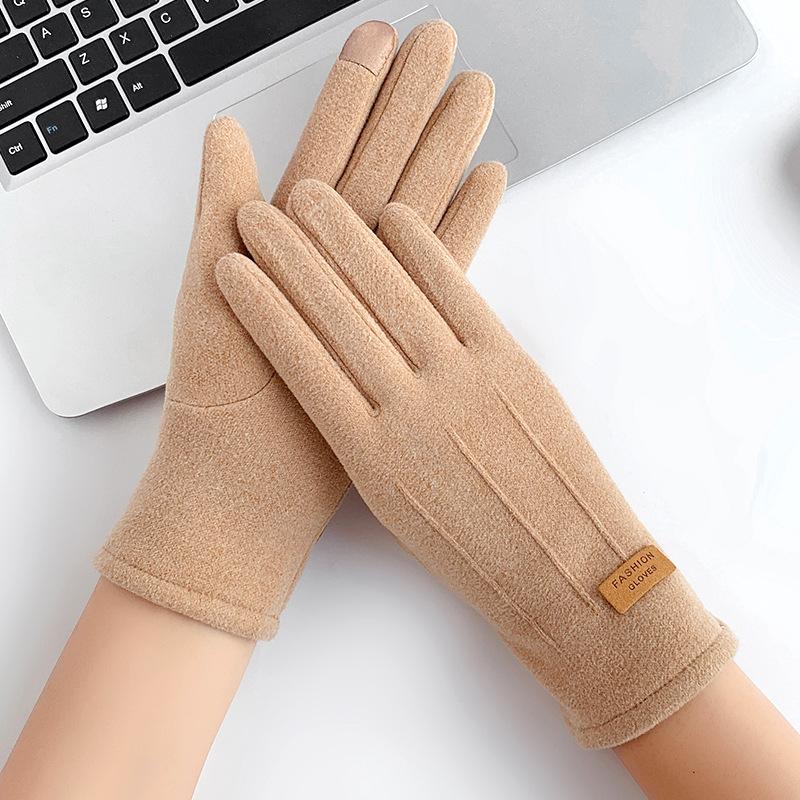 Warm Gloves for Women, Autumn and Winter Cycling Velvet Thickened Windproof Touch Screen Gloves, Winter Cycling Cold-proof Gloves