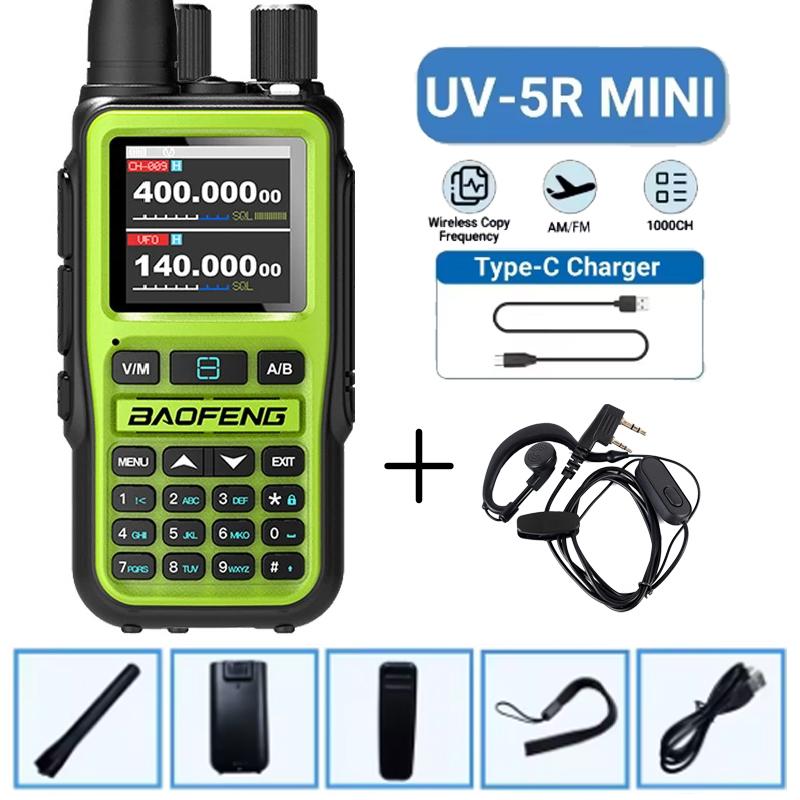 Baofeng 5R Mini Walkie Talkie Dual PTT Bluetooth APP Programming Grey Black Multi Band AM Wireless Copy Frequency Two Way Radios