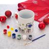 Christmas Mug for Coffee, Tea, Herbs, Homemade Painting + Paint Brush