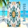 Retro Green Yellow Floral Mandala Beach Towel For Boho Cottage Style Summer Pool Party Soft Bath Towel