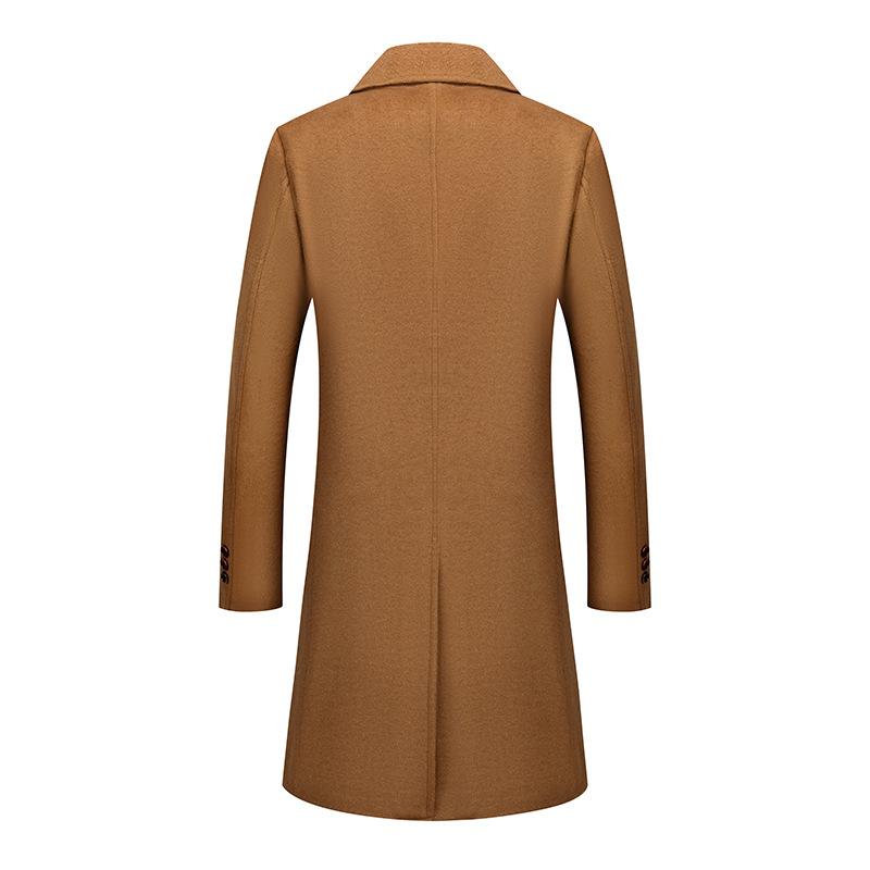 Autumn Winter Men's Wool Coats Double Breasted Business Casual Woolen Trench Men Long Outerwear