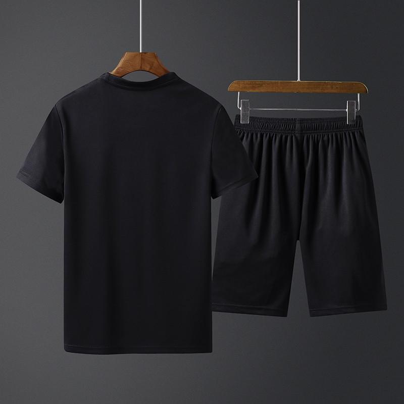 Mens Sportswear Set Short Sleeve Quick Dry Gym Training Tracksuit Breathable Athletic Wear Workout
